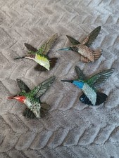Hummingbird Refrigerator Magnets Lot Of 4 Vintage Wood One Broken Read Descripti picture