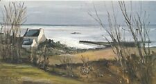 Postcard great 16x30cm bretagne watercolour landscape house sea laporte picture