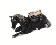 RAR vintage collectible cast iron table top horse figurin Gasoline Lighter picture