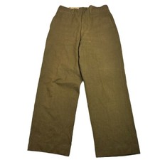 Vintage 1940s Military Pants Trousers Button Fly Wool Stained Size 33x31 picture