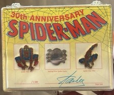 Rare 1992 Auto Stan Lee Auto 30th Anniversary Pin set SEALED /1500 ON CARD AUTO picture