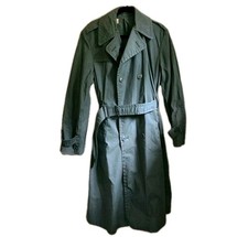 Vintage 1960s U.S. Army Rain Trench Coat Jacket Men's 38R Vietnam War Era Belted picture