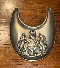  Vintage Sterling Silver British Military Officer Gorget Crescent Badge Royal  picture