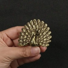 1pc Vintage Brass Peacock Figurine Ornament Good Luck Home Desk Car Decor picture