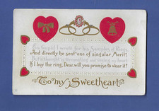 vtg 1910s postcard VALENTINE Cupid I Wrote For His Samples of Rings unposted O picture
