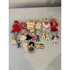 Vintage Handmade Yarn Felt Doll Lot Angels Dancers Retro Folk Art Decor 19pc picture