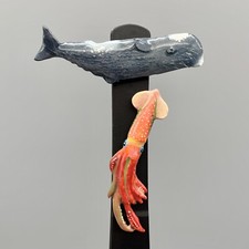 Set of Hand Painted Enameled Forged Pewter Squid & Sperm Whale Magnets 2
