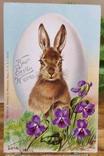 Antique EASTER BUNNY  Postcard MANCHESTER NH Used / Posted Rabbit Egg Undivided picture