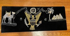 WWII 1943 Souvenir of Egypt U.S. Navy Hand Made Embroidered Fringed Art Rare picture