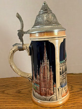 GERZ Wiesbaden German Lidded Beer Stein - Weltkurstadt Scenic Buildings picture