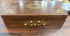 19th C Napoleon III Antique English Rosewood Inlaid Floral Writing slope Desk picture