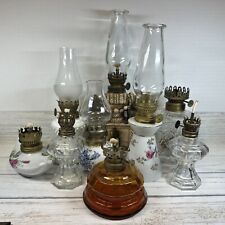 Vintage Lot of 8 Miniature Mini Glass Porcelain Lanterns Kerosene Oil Lamps picture