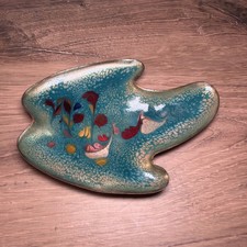 Vintage MCM Abstract Turquoise Enamel on Copper Confetti Freeform Bowl picture
