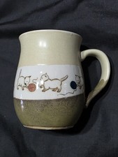 Beautiful Otagiri Stoneware Coffee Mug Kittens Playing w/ Yarn picture