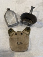 Vintage WW2 US Army A.G Corp Mounted Canvas Calvary/Airborne Canteen Set 1942 picture