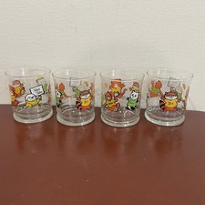 Vintage 1982 Hallmark Shirt Tales juice glasses 80’s Retro Lot Of 4 picture