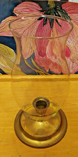 Glass Hurricane Shade and Brass Candle Holder made in India picture