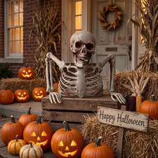 Half-Body Skeleton Figurine – Realistic Halloween Tabletop Decoration, Spooky Fa picture
