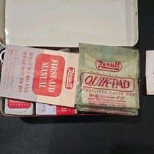 Vintage 1950s Rexall 504 First Aid Kit with Some Sealed Unopened Supplies RARE picture