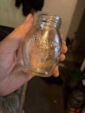 very rare monarch honey glass bottle jar bee inscription no lid ex con picture