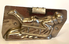 ANTIQUE BOY ON SLED CHOCOLATE MOLD. LETANG PARIS,FRANCE. BEAUTIFUL picture
