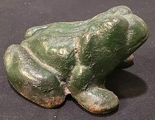Antique/ Vintage Cast Iron Frog Doorstop With Green Paint picture