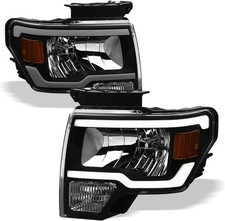 Crystal Headlights with White LED Strip|Compatible with 2009-2014 Ford F150|8743 picture