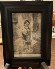 Antique 1884 Cincinnati Graphic Print. My First Pipe 6 Inches X 8 Inches picture