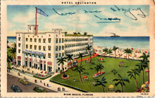 Hotel Arlington Miami Beach Fla. postcard Serrated edge top & bottom Cancel 1949 picture