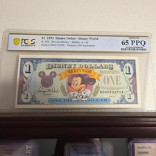 Disney 1993 $1 Disney Dollar Disney World Mickey Mouse PCGS 65 PPQ picture