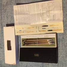 Vintage Cross 1/20 14K Gold Filled Pen & Pencil Set w/Box & original sales flyer picture
