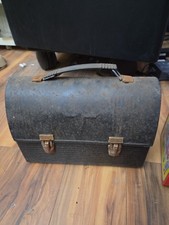 Vintage American Thermos Products Black Metal 'V' Metal Lunchbox Products picture