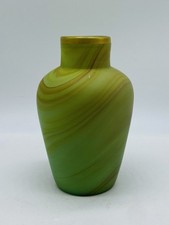 Very RARE JUGENSTIL FRENCH SEVRES Green Marbled Glass Vase With Gold Gilding picture