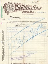 Old invoice-M. Ellern son Nuremberg 1909 Empire picture