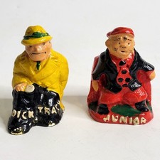 Vintage Hand-Painted Chalkware Dick Tracy & Junior Figurines Salt & Pepper Set picture