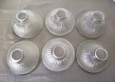 Lot Of Six Vintage Clear Ribbed Glass Dome Holophone Shades T 6.5