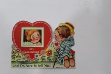 Glossy Die Cut Valentine Card Made in USA Vintage Collectible picture
