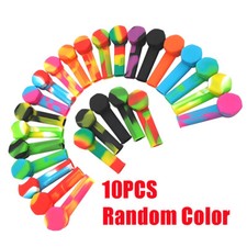 Random Color Pack of 10 3.4 Inch Pocket Silicone Pipes With Metal Bowl and Cap picture