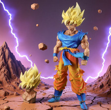 26cm Dragon Ball Z Goku Figure Super Saiyan Anime Statue Collection ( 2 Heads ) picture