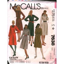 Vintage 1981 McCalls 7638 Sewing Pattern Misses Dress Sizes 10 12 14 Cut-to-Fit picture