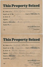 c1940 This Property Seized Cardboard Courtship Wedding Signs Madison WI Pair picture