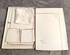 Vtg Home Beautiful Linens by Vickie Linen Embroidered Floral 8pc Placemat Set picture
