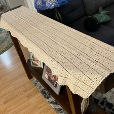 Elegant Handmade Beige Cotton Crochet Table Runner, 58” x 18” PERFECT CONDITION picture