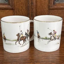 RARE RALPH LAUREN POLO SCENE FINE BONE CHINA GOLD TRIM ENGLAND 1983 LOT OF 2 EUC picture