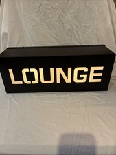 Vintage Light Up LOUNGE Sign Metal box Design Electric Cord Bar Restaurant 16” picture