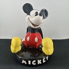 Vintage Enesco Walt Disney Mickey Mouse Ceramic Piggy Bank w/Stopper 6.75” Tall picture