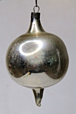 VTG pre WWII Blown Glass Silver Large Tiered DROP Christmas Ornament HEIM picture