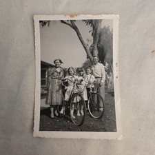 Vintage 1959 B&W Photo Family Grandparents Children Bicycles Kodak Velox 3.5x5 picture