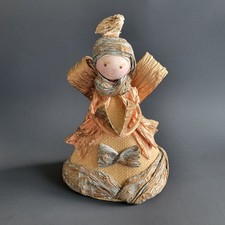 Vtg 1970s Gold Stiffened Paper Christmas Caroling Angel 11