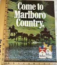 10x13in Marlboro Original Vintage Advertisement Cigarettes Cowboy Man Print Ad picture